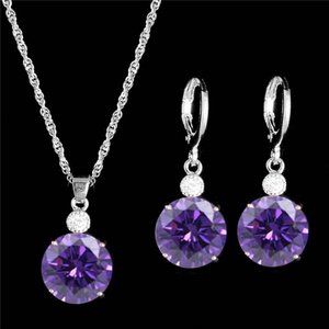 18K White-Yellow Gold Jewelry Set(Purple & Silver)